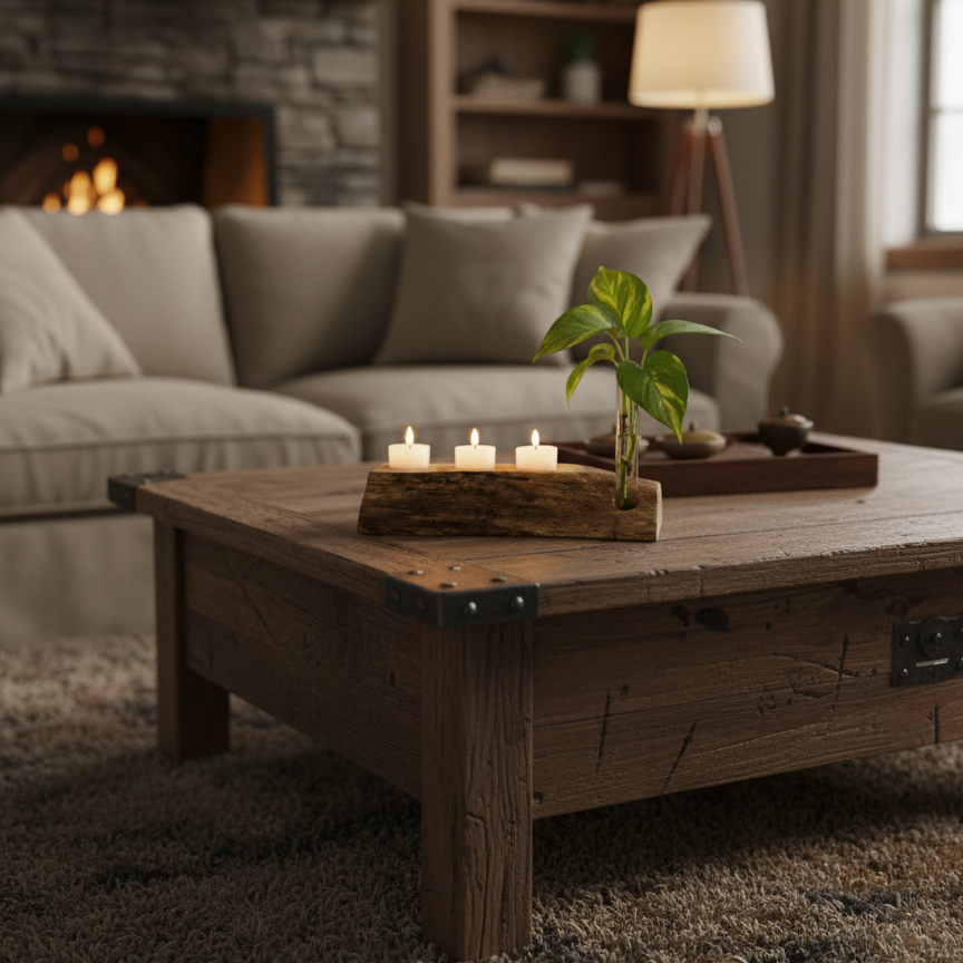 Handmade Wooden TeaLight Holder – Live Edge Candle Centerpiece for Home Decor – Plant Propogation tube