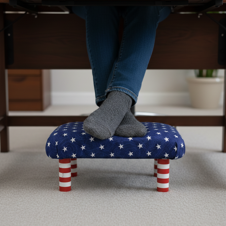 Handmade Wooden Footstool – Blue Stars (Natural or Red/White Stripe legs)