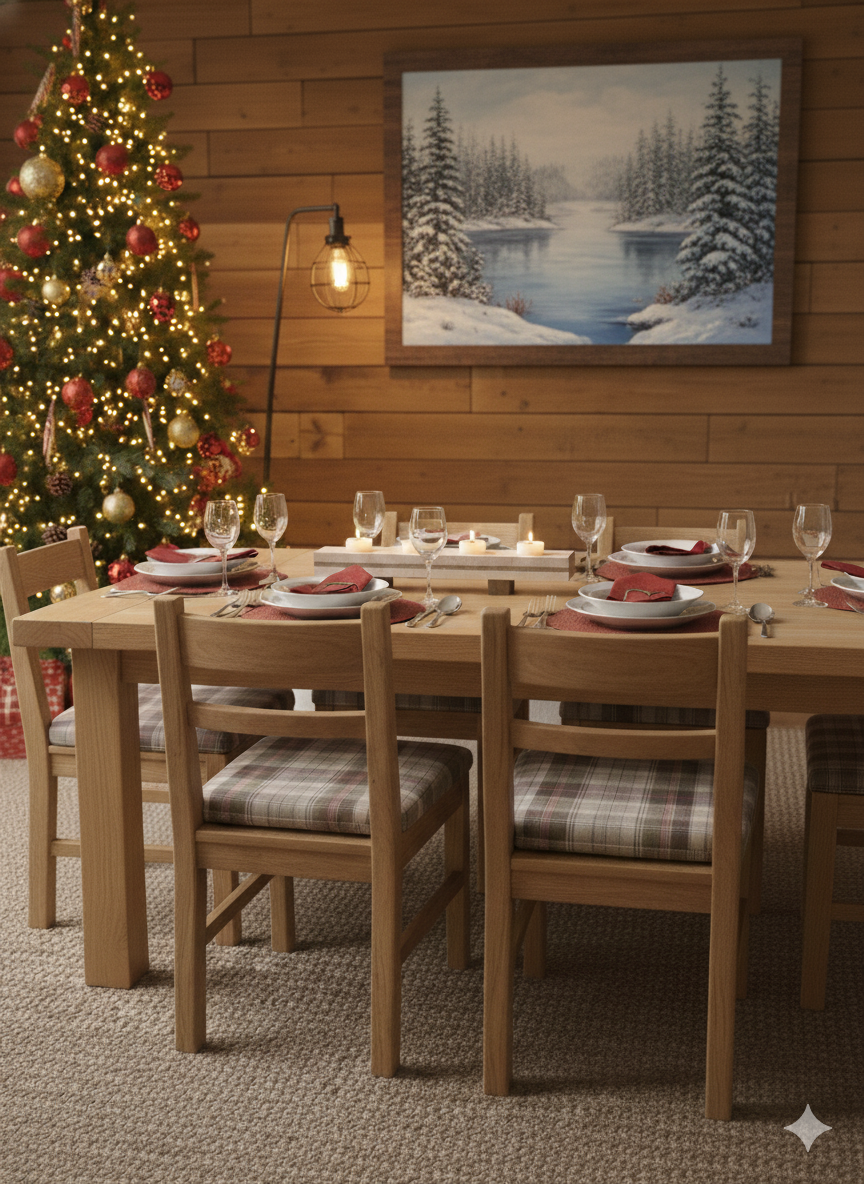 handmade maple and walnut stripe  tea light candle holder showing it displayed on a dining table